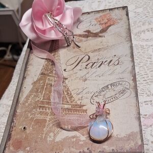 Pink Ribbon Necklace with Opalescent Pendant